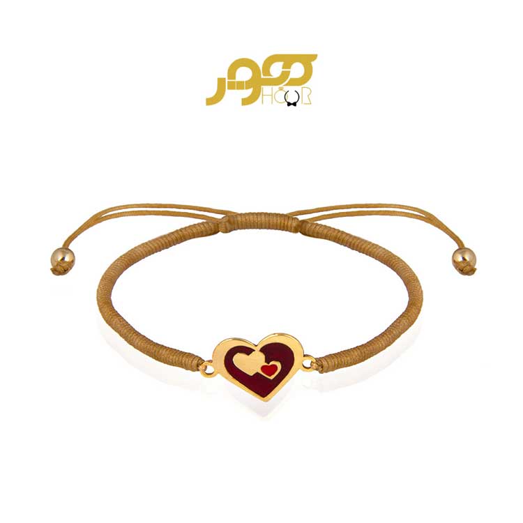 دستبند طلا زنانه ترکیبی با پلاک قلب کد AXB945