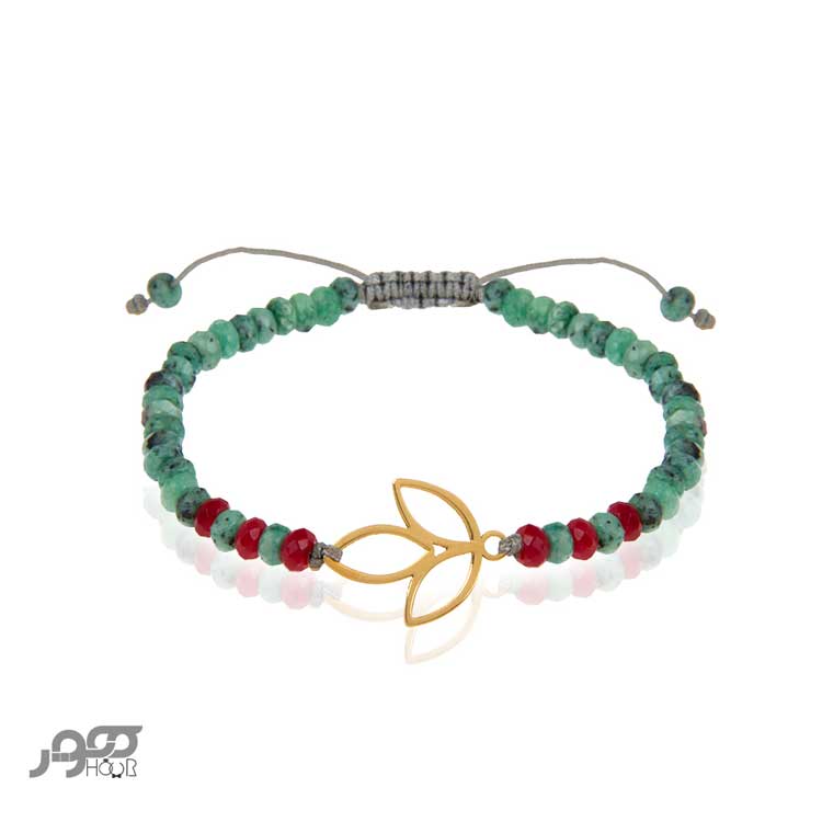 دستبند طلا زنانه ترکیبی و پلاک گل لاله کد AXB975