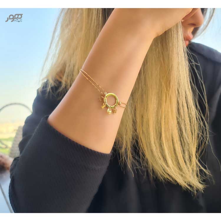 دستبند طلا زنانه دایره لویی ویتون کد GCB102