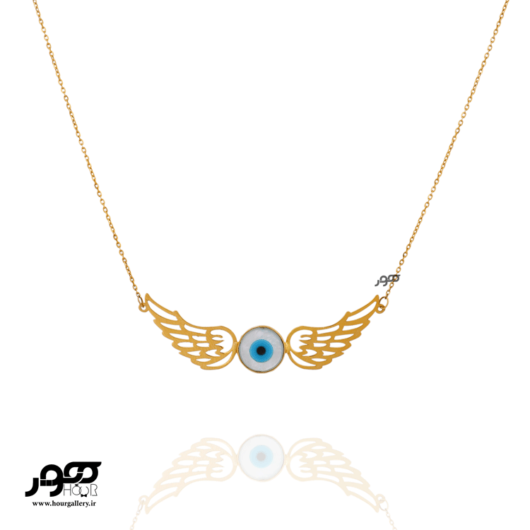 گردنبند طلا زنانه طرح چشم نظر و بال فرشته  کد MXN163