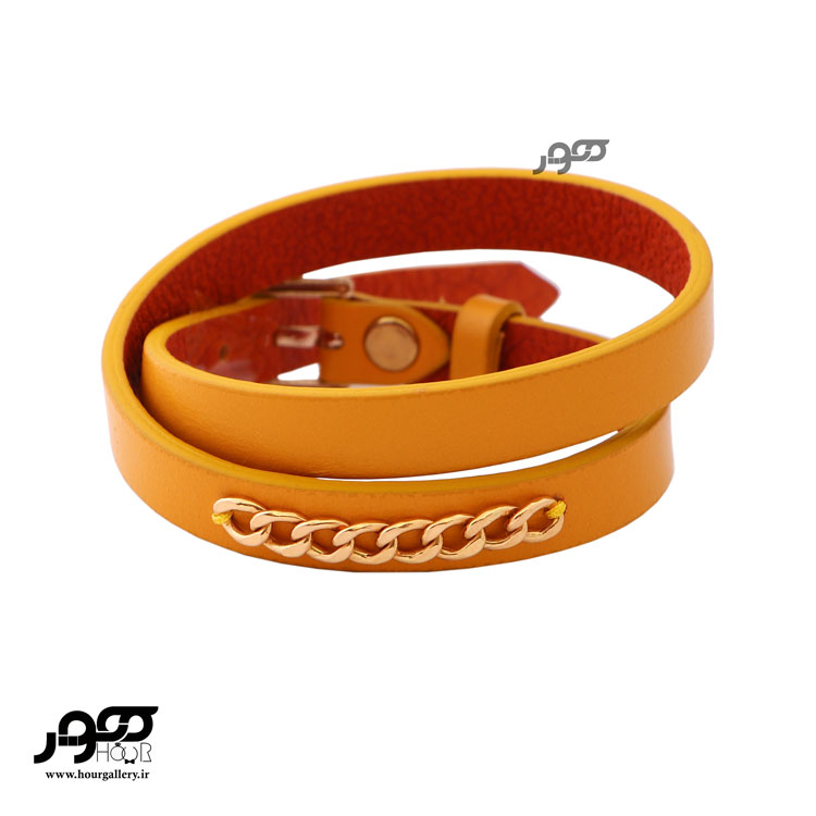 دستبند چرم زنانه با پلاک طلا  کارتیر کد BXB503
