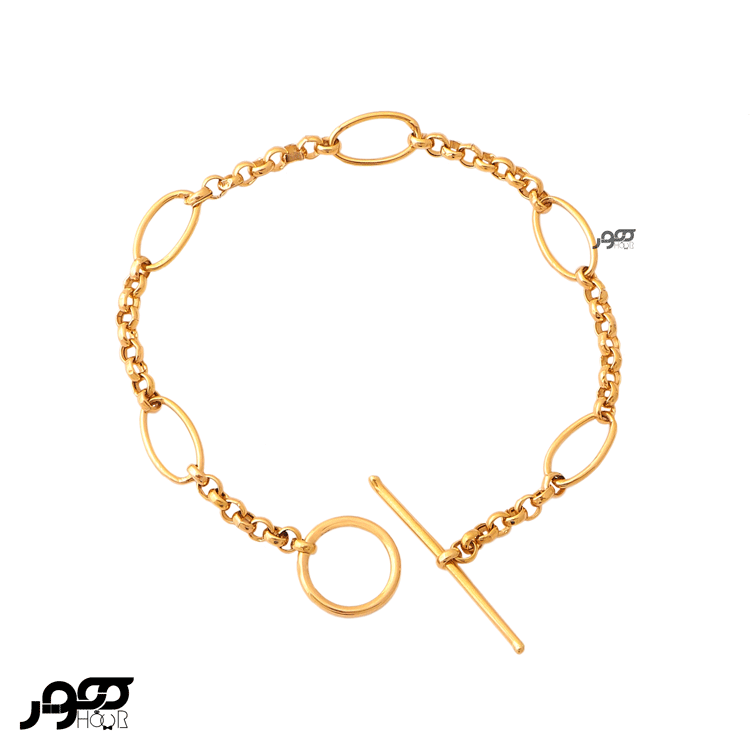 دستبند طلا زنانه زنجیری قفل تی کد ACB425