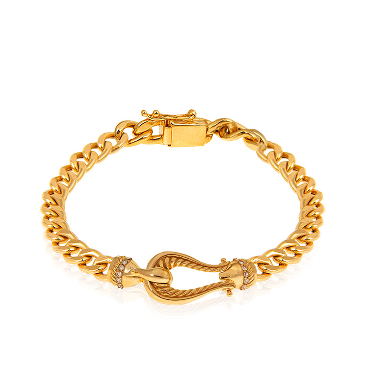 دستبند طلا زنانه  کارتیر با پلاک فرد کد ACB424