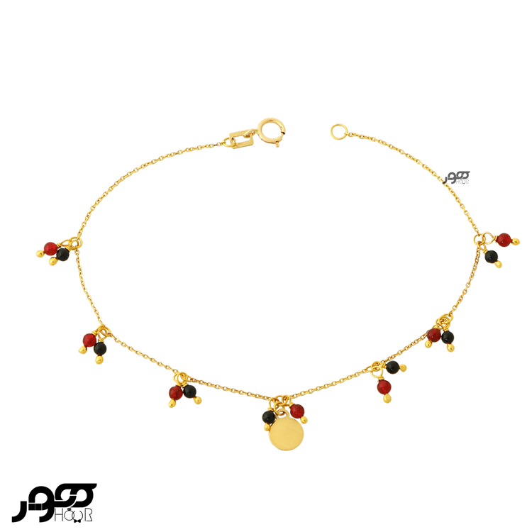 دستبند طلا زنانه زنجیری با آویز سنگ کد AXB927