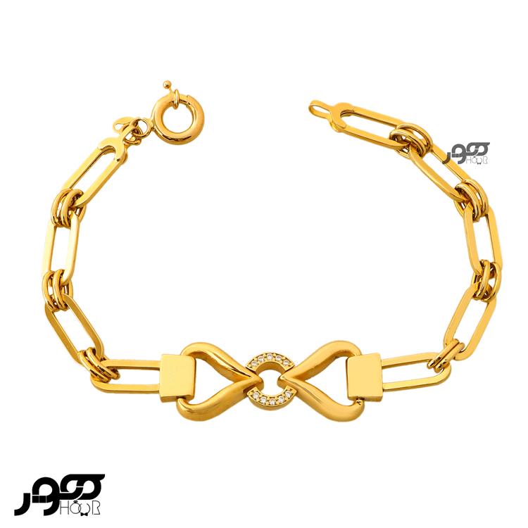 دستبند طلا زنانه زنجیری طرح پاپیون کد ACB500
