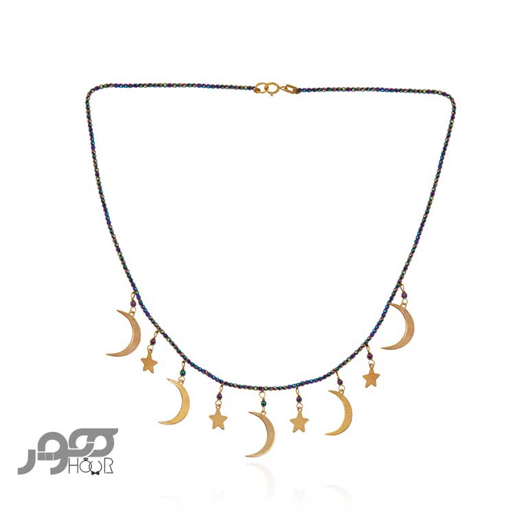 گردنبند طلا زنانه ترکیبی ماه و ستاره کد AXN325