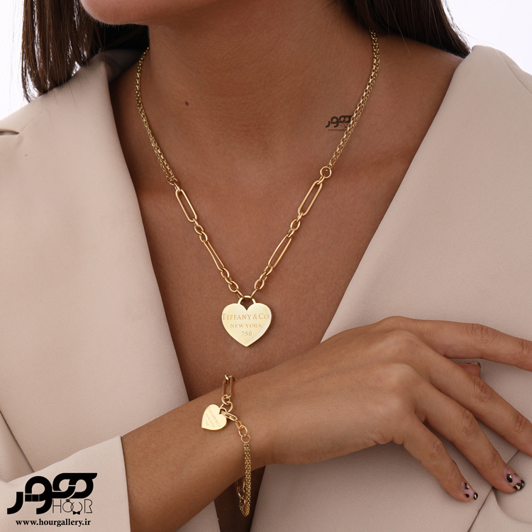 دستبند طلا زنانه با آویز قلب تیفانی کد ACB492