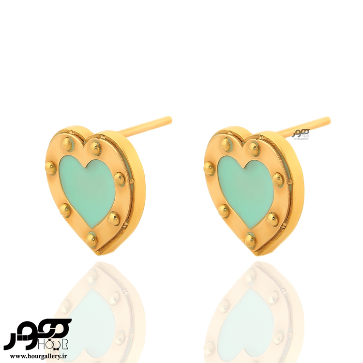 گوشواره طلا زنانه قلب تیفانی میناکاری کد ACE460