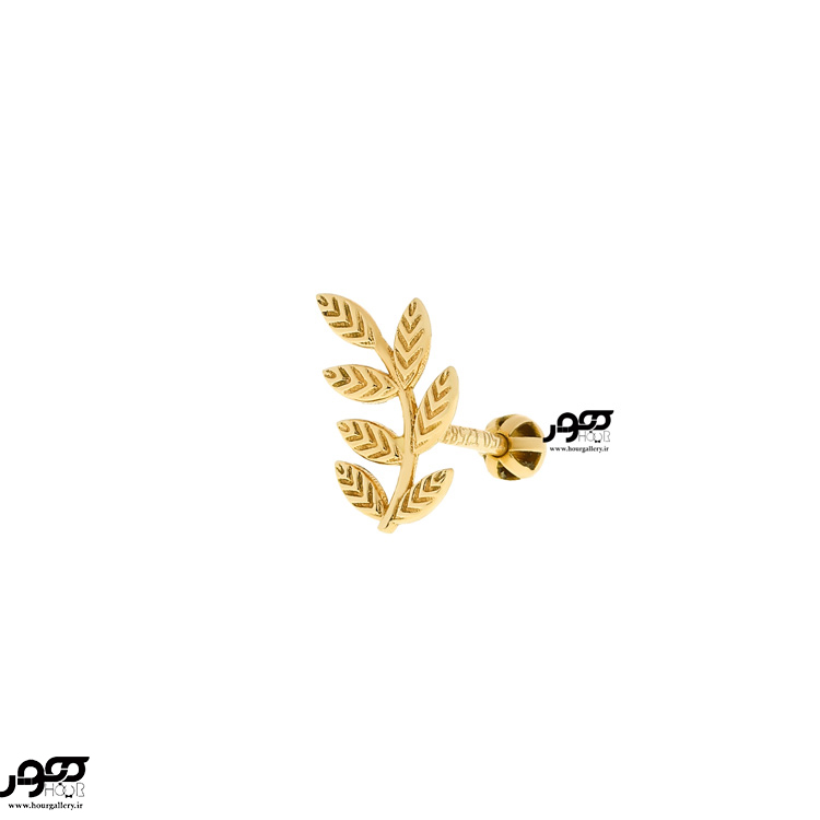 پیرسینگ گوش طلا طرح برگ زیتون کد RPI895