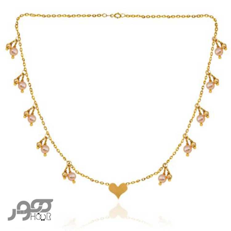 گردنبند طلا زنانه با آویز گوی و مروارید کد AXN153