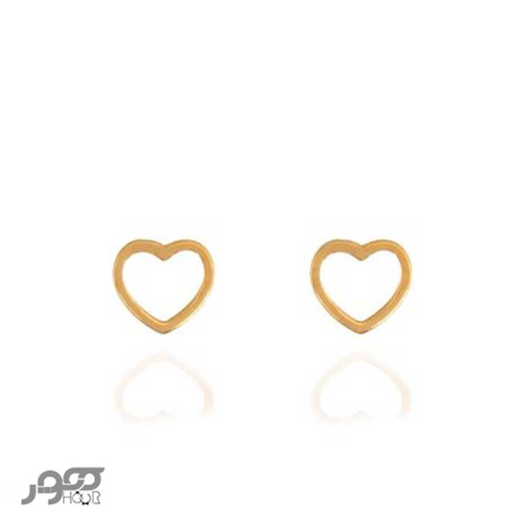 گوشواره طلا زنانه میخی طرح قلب تو خالی کد ALE615