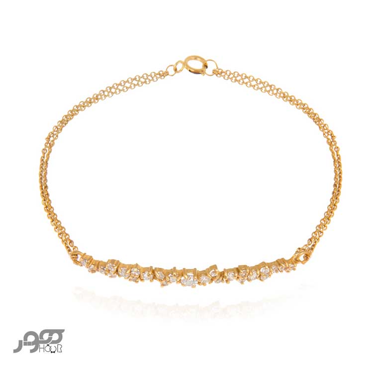 دستبند طلا زنانه نگین خوشه ای کد ACB324