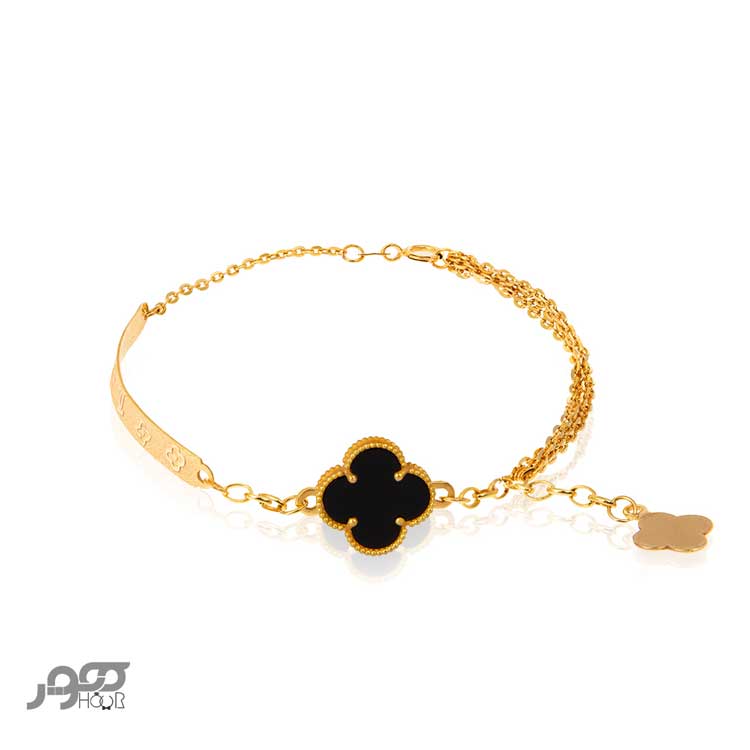 دستبند طلا زنانه ونکلیف گل صدفی کد AXB397