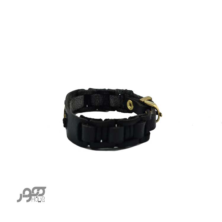 دستبند چرم مردانه با پلاک طلا هندسی کد BMB122