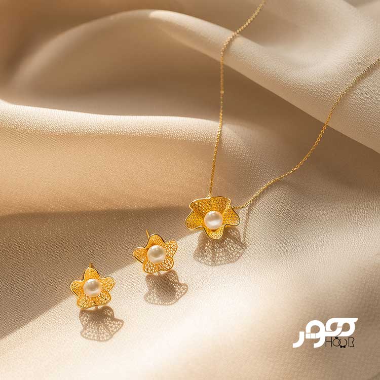 گردنبند طلا زنانه طرح گل بابونه کد AXN413