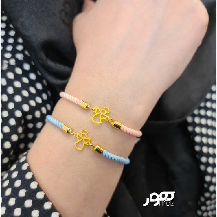 دستبند طلا زنانه ترکیبی و پلاک فرشته کد BXB703