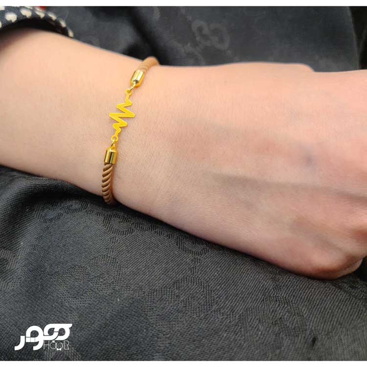 دستبند طلا زنانه ترکیبی با پلاک ضربان کد BXB713