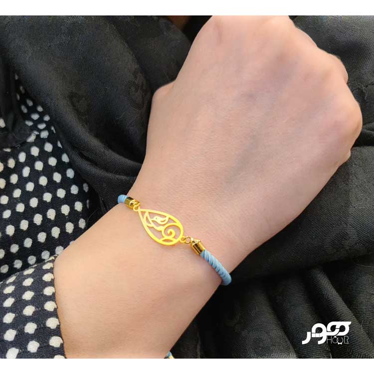 دستبند طلا زنانه ترکیبی و پلاک اشک و پرنده  کد BXB715