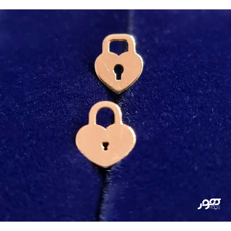گوشواره طلا زنانه میخی طرح قفل کد JLE486