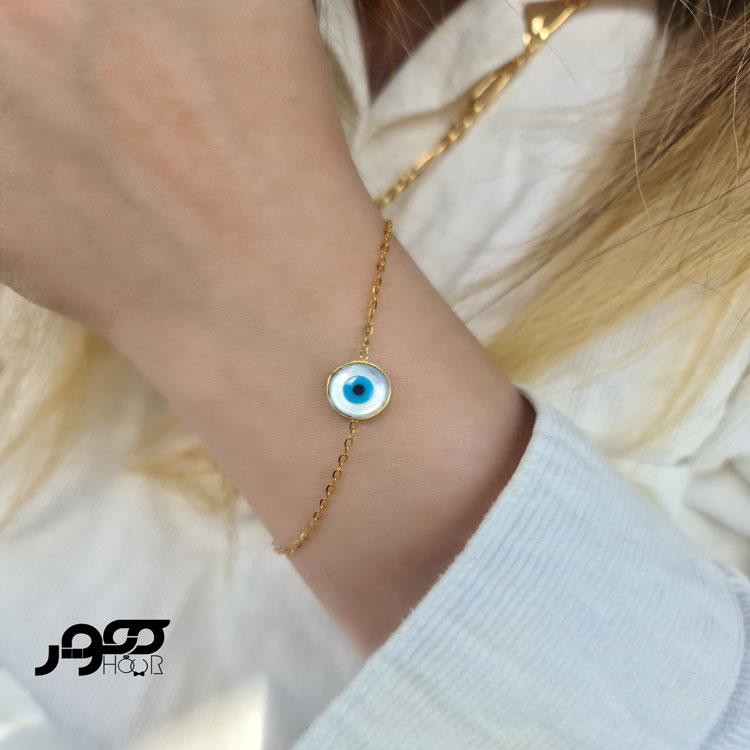 دستبند طلا زنانه طرح چشم نظر کد MXB220