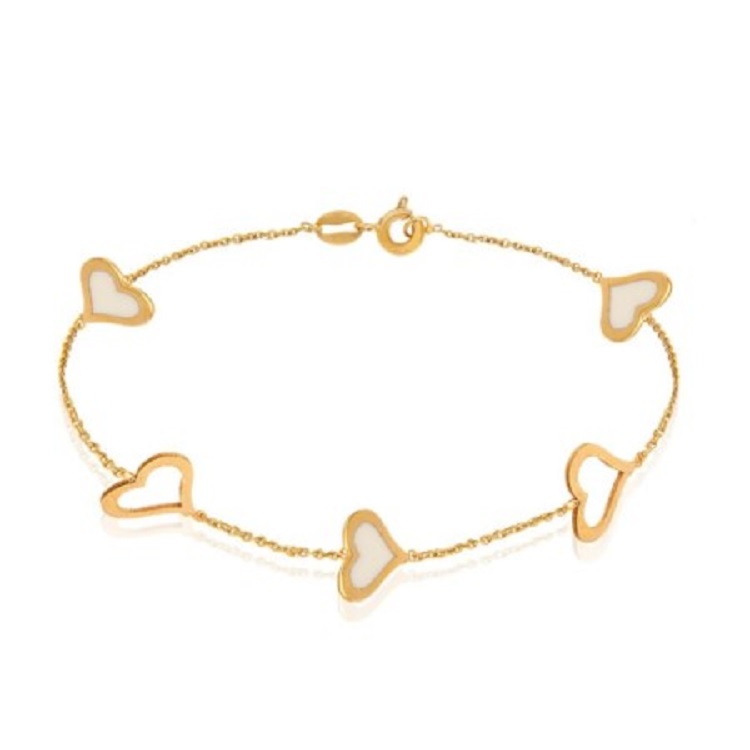 دستبند طلا زنانه طرح قلب کد ACB312