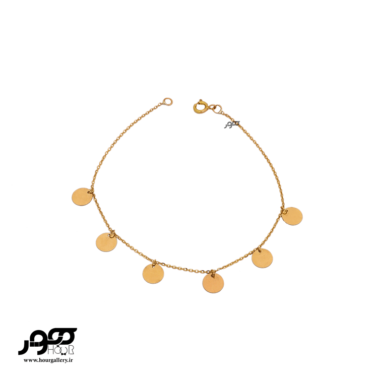 دستبند طلا زنانه زنجیری با آویز پولک کد BCB558