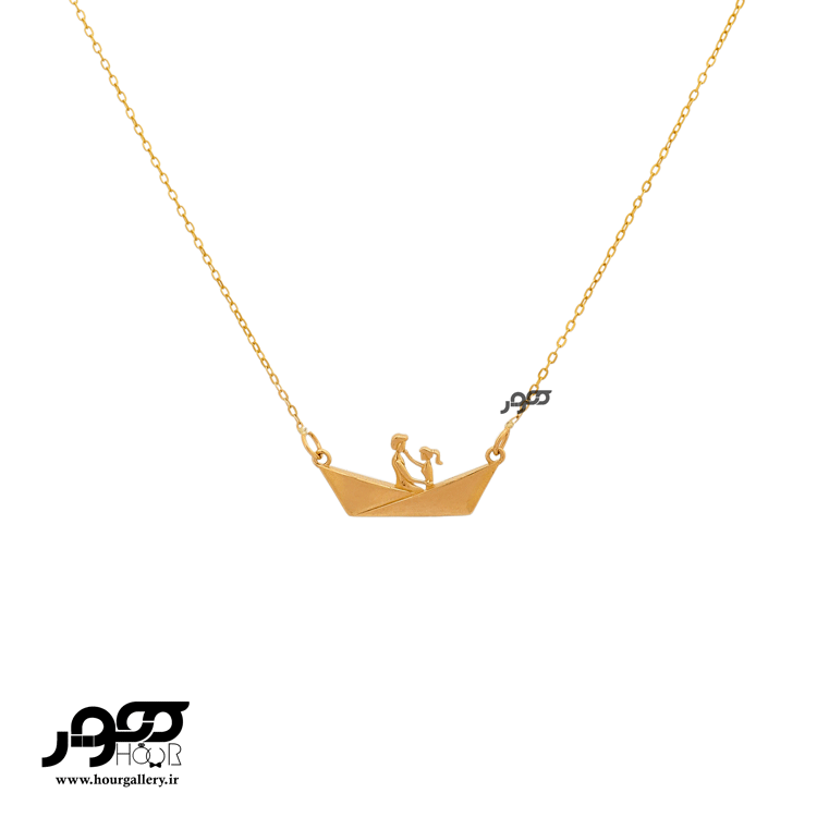 گردنبند طلا زنانه طرح قایق زوج کد BCN353