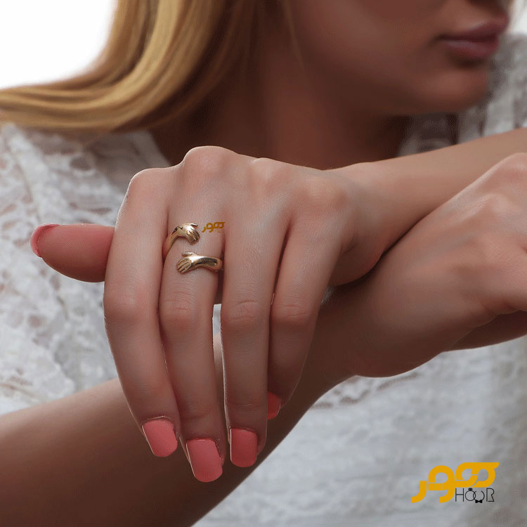 انگشتر طلا زنانه طرح آغوش ( بغل ) کد JCR379