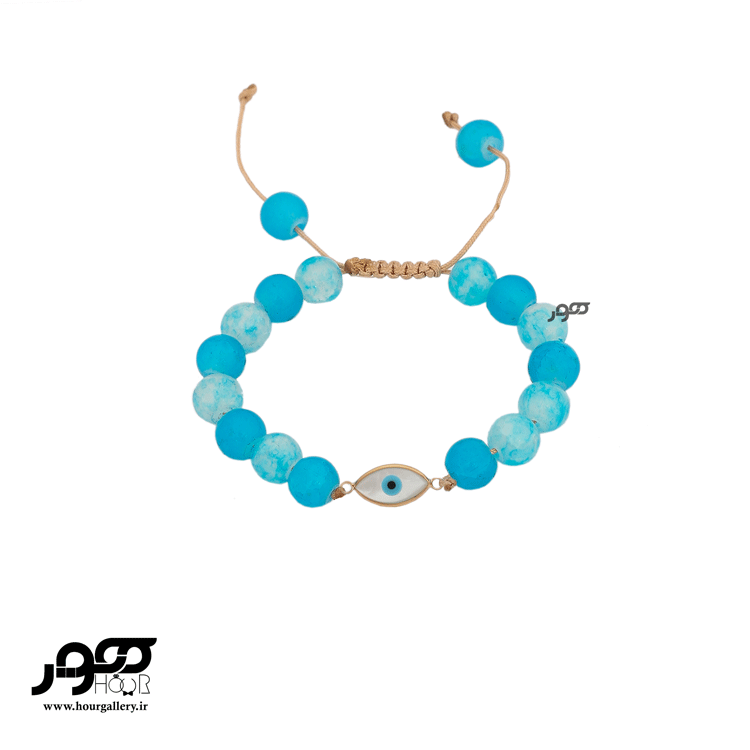دستبند طلا زنانه ترکیبی پلاک چشم نظر کد BXB322