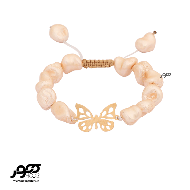 دستبند طلا زنانه ترکیبی با پلاک پروانه کد BXB722
