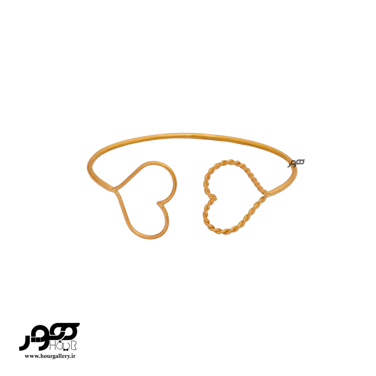 دستبند طلا زنانه بنگل النگویی دو قلب  کد DCB265