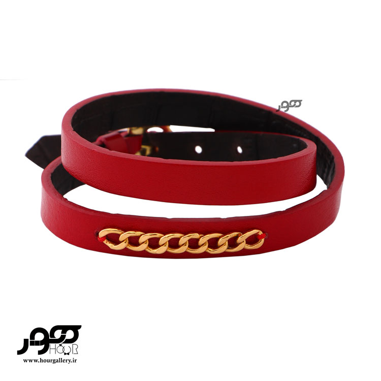دستبند چرم زنانه با پلاک طلا  کارتیر کد BXB502