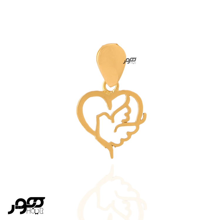 آویز طلا زنانه طرح قلب و پرنده کد BCP139