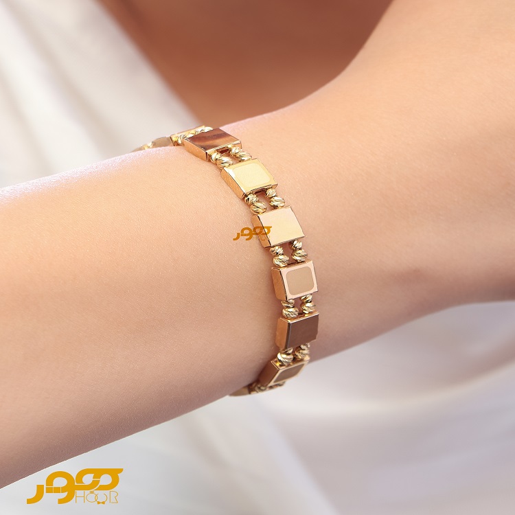 دستبند طلا زنانه تیفانی طرح مربعی کد BCB150