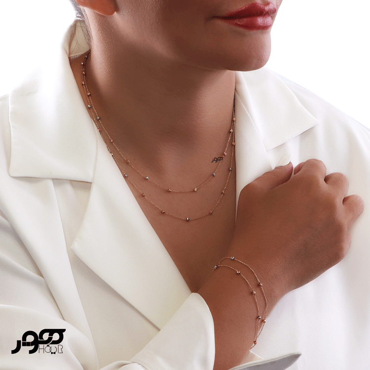 دستبند طلا زنانه گوی برنادو دو ردیف کد JCB469