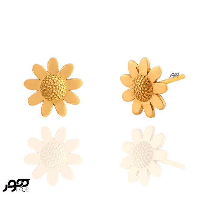 گوشواره طلا زنانه میخی طرح گل آفتابگردان کد JCE527