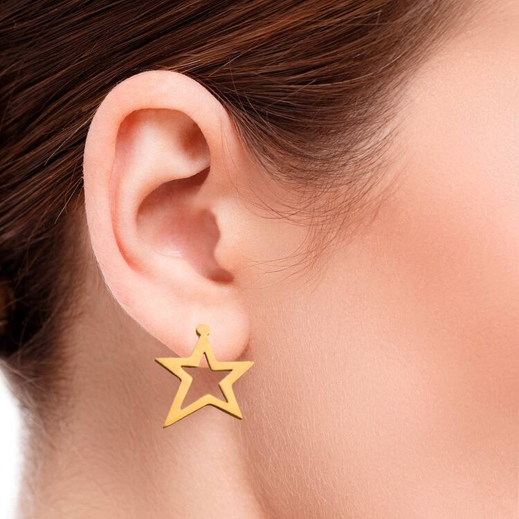 گوشواره طلا زنانه میخی طرح ستاره کد ALE603