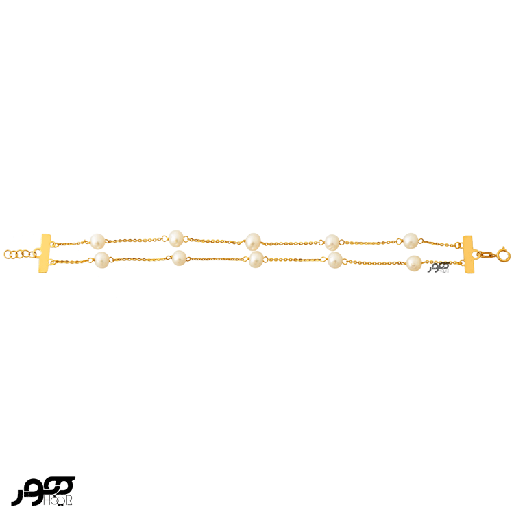 دستبند طلا زنانه دو زنجیره با مروارید کد AXB300