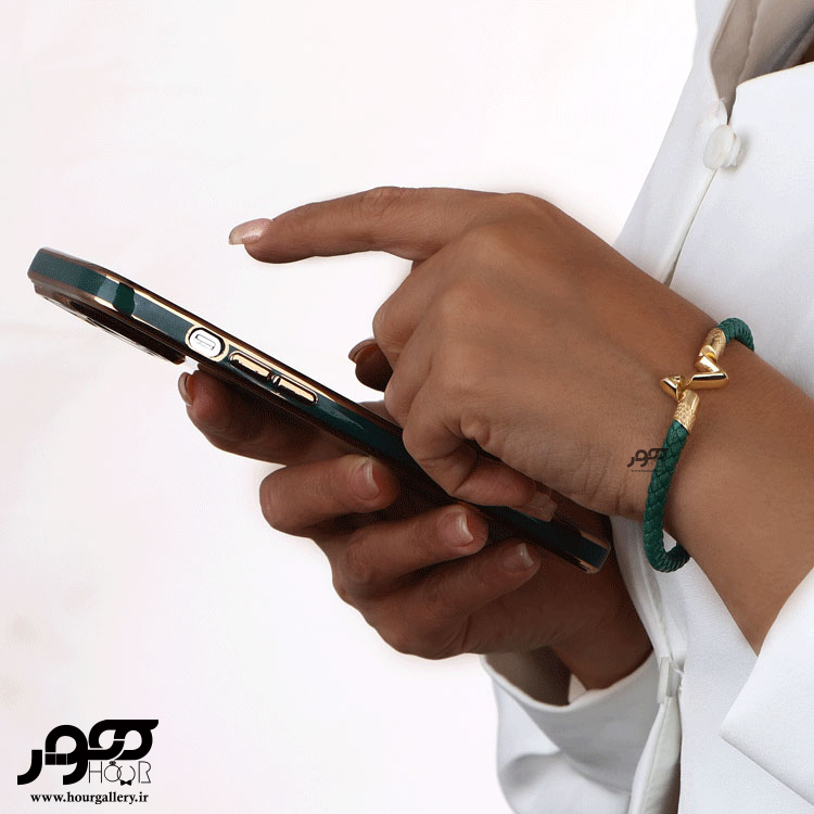 دستبند چرم زنانه طرح نبض کد AXB605