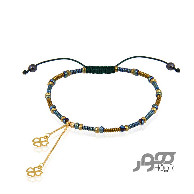 دستبند طلا زنانه ترکیبی با آویز ونکلیف کد AXB973