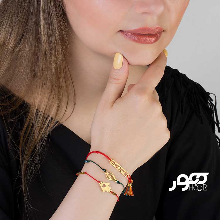 دستبند طلا زنانه ترکیبی دست همسا کد AXB982
