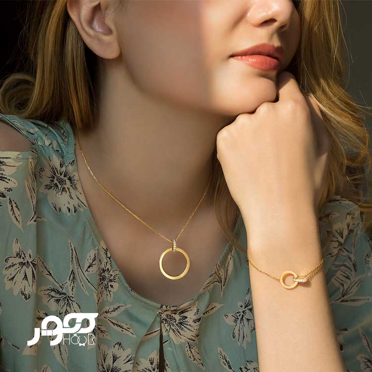 دستبند طلا زنانه طرح دایره کد ACB388