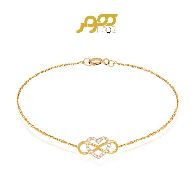 دستبند طلا زنانه با طرح قلب و بینهایت کد ACB339