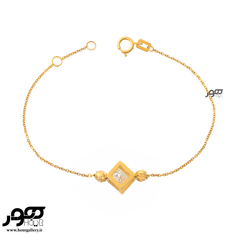 دستبند طلا زنانه مکعب با کریستال کد AXB237