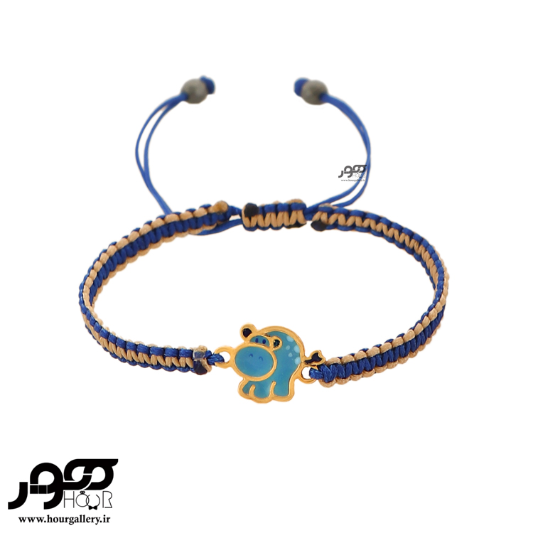 دستبند طلا کودک ترکیبی با پلاک طرح اسب آبی کد AKB372