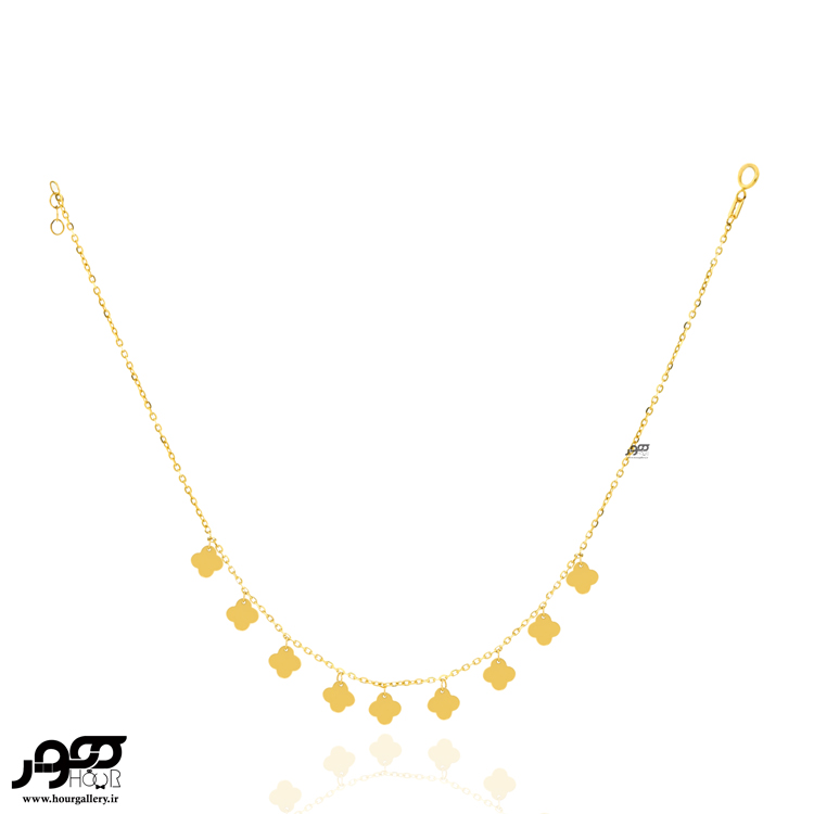 پابند طلا زنانه زنجیری با آویز ونکلیف  کد ALA711