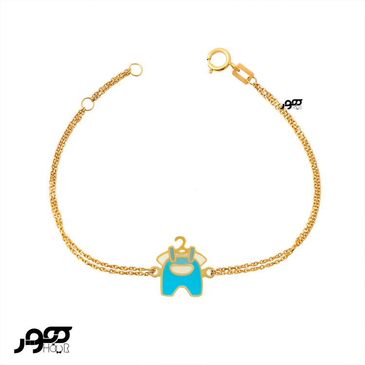 دستبند طلا کودک طرح لباس نوزاد پسر کد AKB644