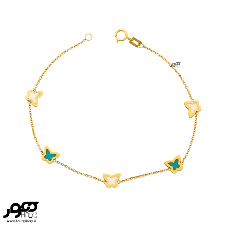 دستبند طلا زنانه طرح پروانه کد ACB420