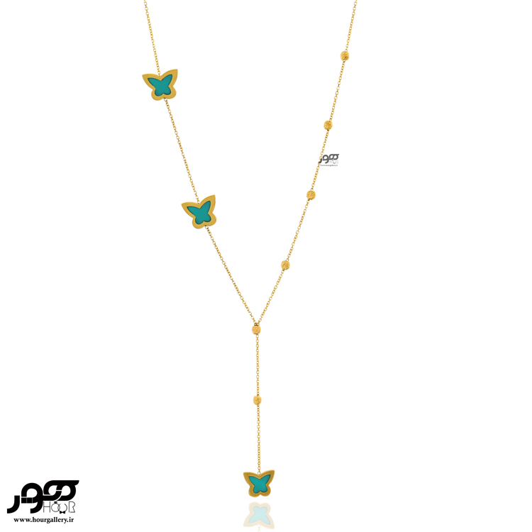 گردنبند طلا زنانه کراواتی طرح پروانه کد ACN409