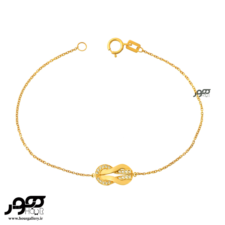 دستبند طلا زنانه زنجیری با پلاک فرد کد ACB481